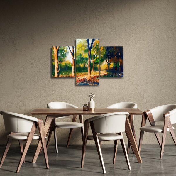 Erdő képe a nyári napsütésben, festmény (90x60 cm)