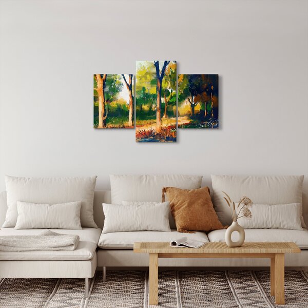 Erdő képe a nyári napsütésben, festmény (90x60 cm)