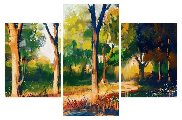 Erdő képe a nyári napsütésben, festmény (90x60 cm)