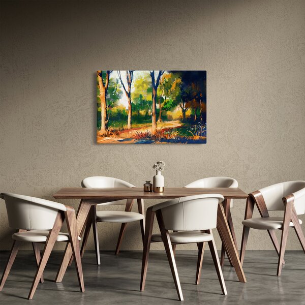 Erdő képe a nyári napsütésben, festmény (90x60 cm)