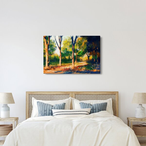 Erdő képe a nyári napsütésben, festmény (90x60 cm)