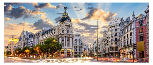 Kép - Calle Gran Vía, Madrid, Spanyolország (120x50 cm)