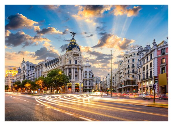 Kép - Calle Gran Vía, Madrid, Spanyolország (70x50 cm)