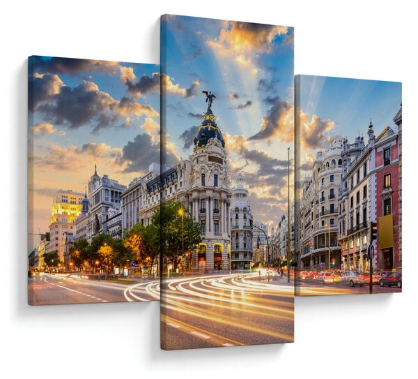 Kép - Calle Gran Vía, Madrid, Spanyolország (90x60 cm)