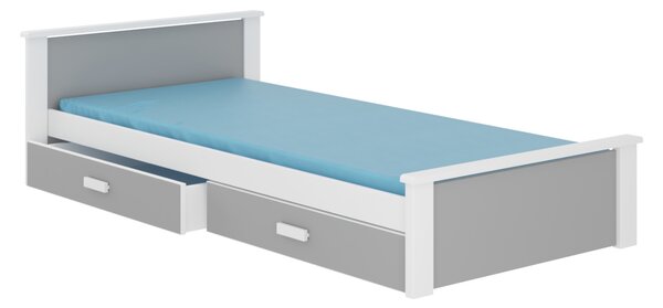 ALDEXO ágy, 180x80, fehér/szürke
