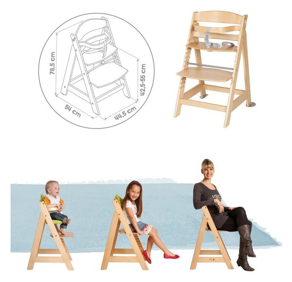 Világosszürke-natúr színű etetőszék Style Born Up 2in1 – Roba