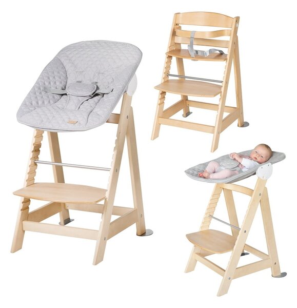 Világosszürke-natúr színű etetőszék Style Born Up 2in1 – Roba
