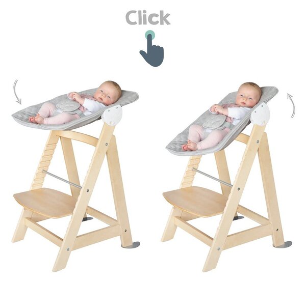 Világosszürke-natúr színű etetőszék Style Born Up 2in1 – Roba
