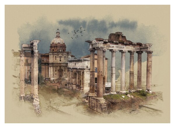 Kép - Forum Romanum, Róma, Olaszország (70x50 cm)