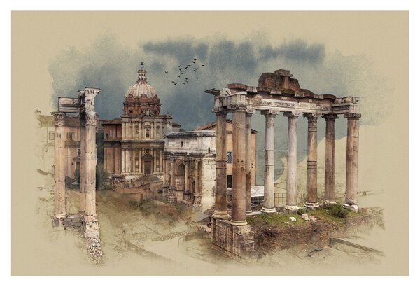 Kép - Forum Romanum, Róma, Olaszország (90x60 cm)