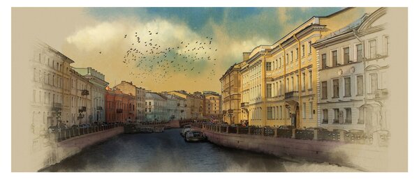 Kép - Moyka, folyó, St. Petersburg, Oroszország (120x50 cm)