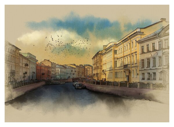 Kép - Moyka, folyó, St. Petersburg, Oroszország (70x50 cm)
