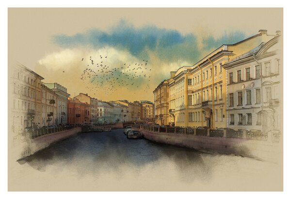 Kép - Moyka, folyó, St. Petersburg, Oroszország (90x60 cm)