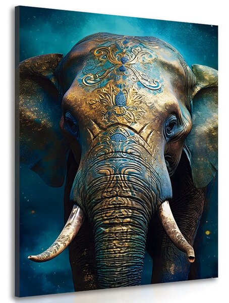 Kép elefánt kék-arany változatban