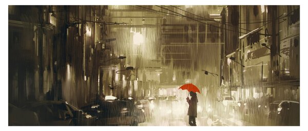Kép - Nő egy esős éjszakán (120x50 cm)