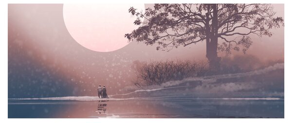 Kép - szerelmes pár (120x50 cm)