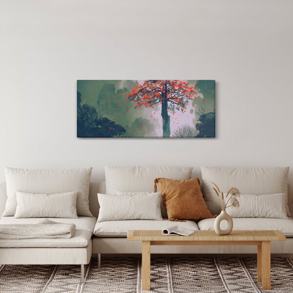 Egy magányos vörös fa képe (120x50 cm)