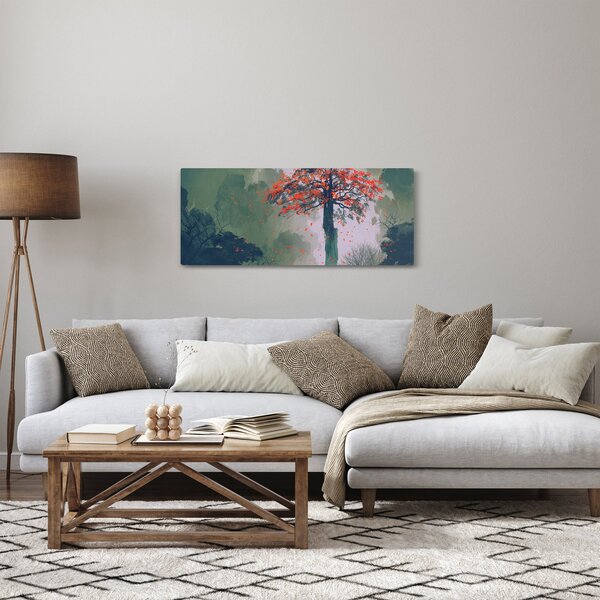 Egy magányos vörös fa képe (120x50 cm)