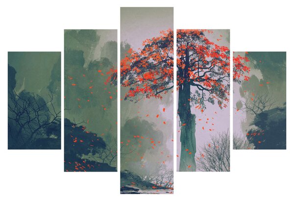 Egy magányos vörös fa képe (150x105 cm)