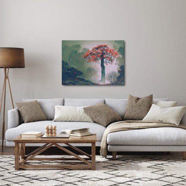 Egy magányos vörös fa képe (70x50 cm)