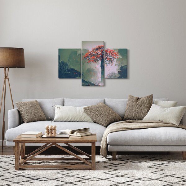 Egy magányos vörös fa képe (90x60 cm)