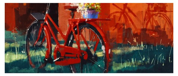 Piros kerék képe, akril festés (120x50 cm)