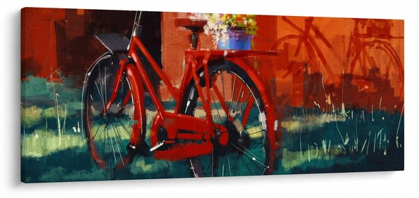 Piros kerék képe, akril festés (120x50 cm)