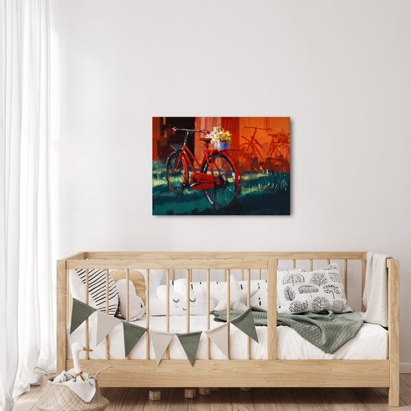Piros kerék képe, akril festés (70x50 cm)