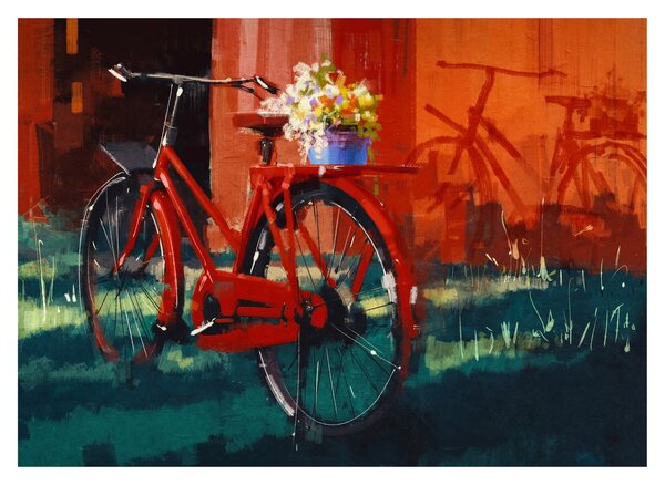 Piros kerék képe, akril festés (70x50 cm)