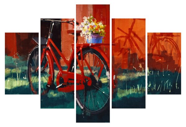 Piros kerék képe, akril festés (150x105 cm)