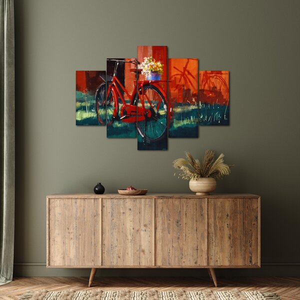 Piros kerék képe, akril festés (150x105 cm)
