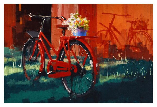 Piros kerék képe, akril festés (90x60 cm)