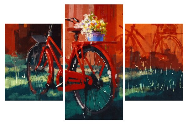 Piros kerék képe, akril festés (90x60 cm)