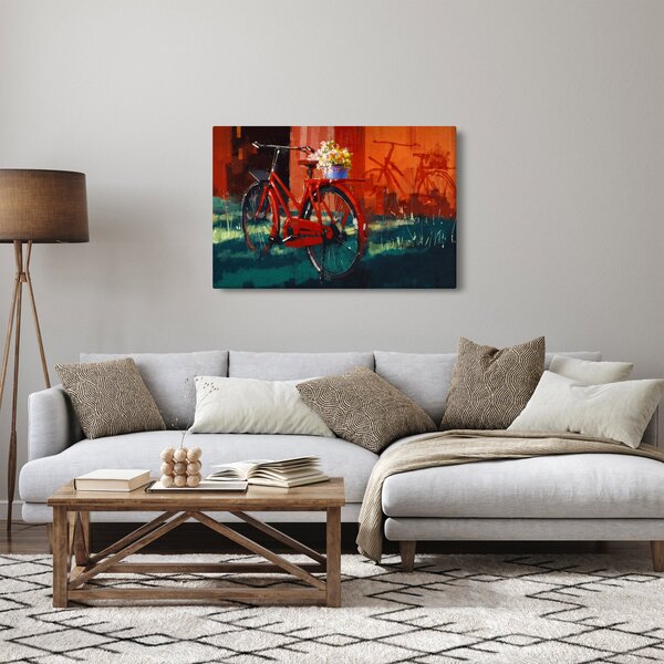 Piros kerék képe, akril festés (90x60 cm)