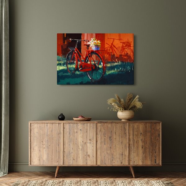 Piros kerék képe, akril festés (90x60 cm)