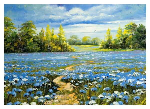 Kép - ösvény a mezőn, olajfestmény (70x50 cm)