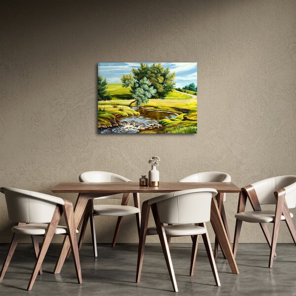 Kép - folyó a rétek között,, olajfestmény (70x50 cm)