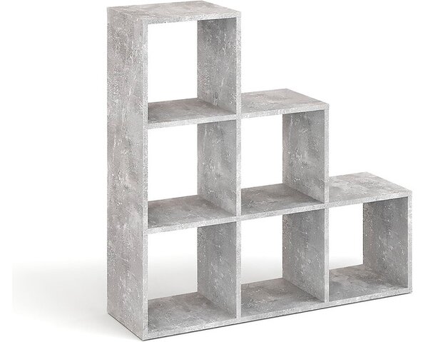 Vicco betonhatású lépcsős térelválasztó polc, 6 fakkos, 104 × 108 cm
