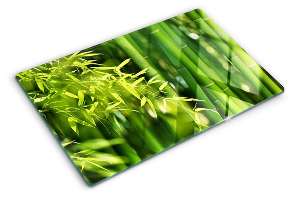 Üveg vágódeszka Bambusz levelek és zöld lombozat