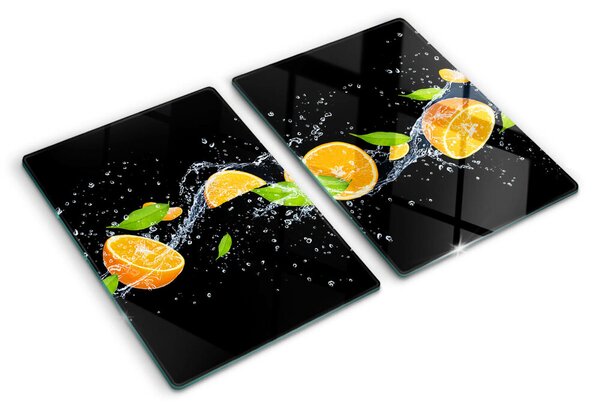 Üveg vágódeszka fényképpel Citrusfélék vízben
