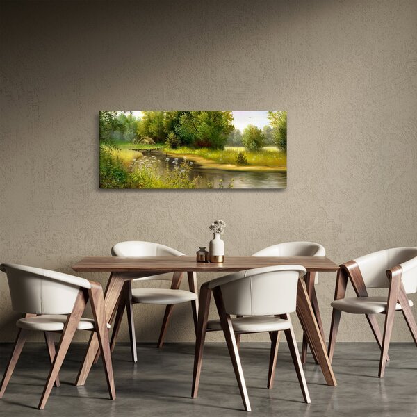 Kép - folyó az erdőnél, olajfestmény (120x50 cm)