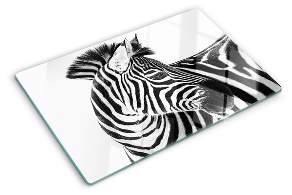 Üveg vágódeszka fényképpel Zebra fekete-fehér csíkokkal