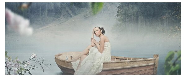 Kép - nő a hajón (120x50 cm)