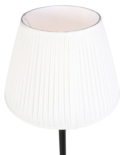 Állólámpa fekete, fehér redős árnyékolóval 45 cm - Classico