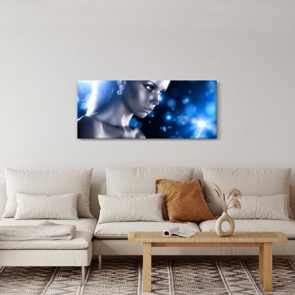 Kék csillogású nő képe (120x50 cm)
