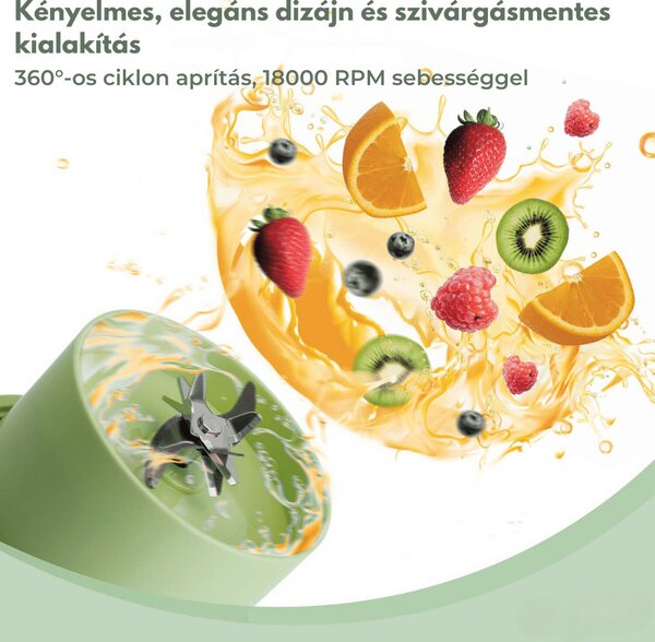 Multifunkcionális hordozható turmix és ivópohár, 340 ml – Zöld