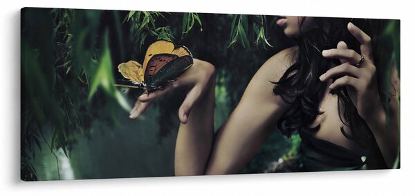 Egy bájos nő képe pillangóval (120x50 cm)