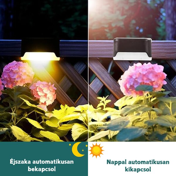 8 db Lépcsőre helyezhető napelemes LED lámpa - sárga fény