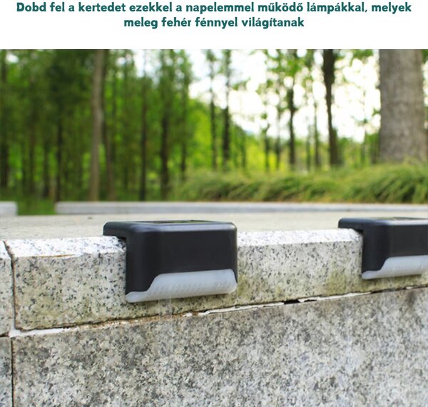 8 db Lépcsőre helyezhető napelemes LED lámpa - sárga fény