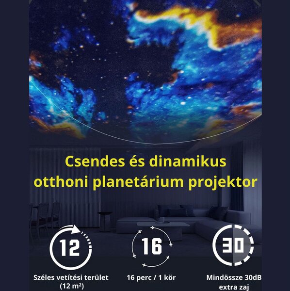 Galaxis Projektor 12 Filmlemezzel, Időzítővel, HD Felbontással, Állítható Fókusszal - Fehér